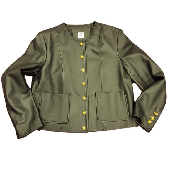 Designer Cropped Black Leather Women's Jacket NWT Medium - Picture 2 of 16